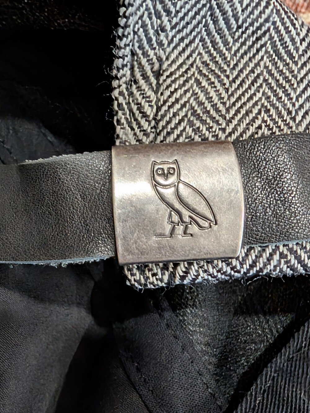 OVO 100% Wool Herringbone Tweed Baseball Cap Hat - Picture 7 of 12